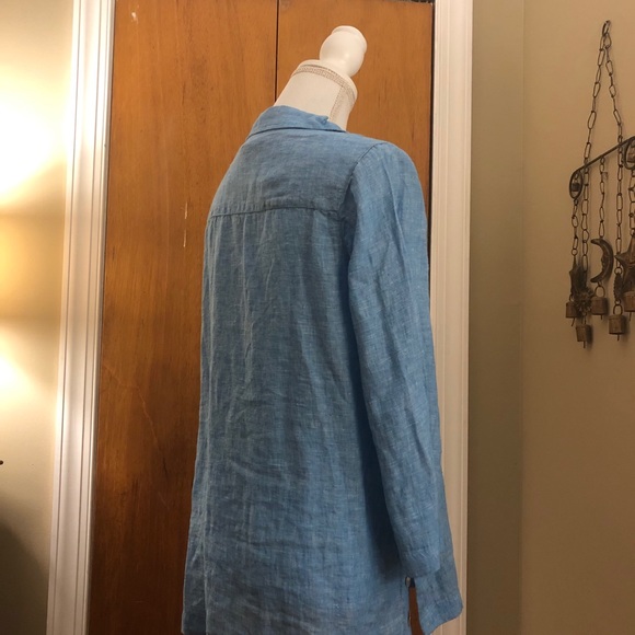 Tahari blue 100% linen tunic - Picture 4 of 5